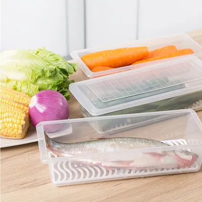 Kitchen Drain Preservation Box Plastic Small Fish Box Seafood Vegetable Rectangular Refrigerator Storage Box Manufacturer