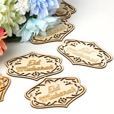 Wooden Small Pendants Creative Home Decoration Gurbang Eid Mubarak Wooden Crafts Ornaments