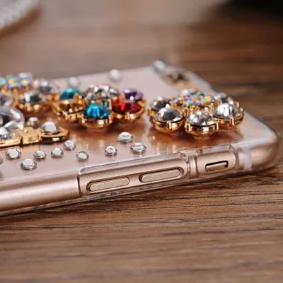 Compatible with Apple, Iphone Mobile Phone Case Transparent Rhinestone Mobile Phone Protective Cover Perfume Bottle Tower