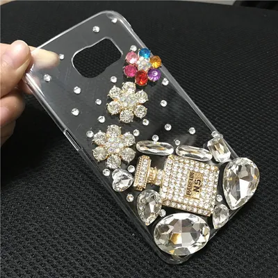 Compatible with Apple, Iphone Mobile Phone Case Transparent Rhinestone Mobile Phone Protective Cover Perfume Bottle Tower