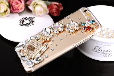 Compatible with Apple, Iphone Mobile Phone Case Transparent Rhinestone Mobile Phone Protective Cover Perfume Bottle Tower