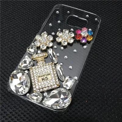 Compatible with Apple, Iphone Mobile Phone Case Transparent Rhinestone Mobile Phone Protective Cover Perfume Bottle Tower
