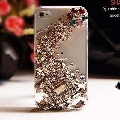 Compatible with Apple, Iphone Mobile Phone Case Transparent Rhinestone Mobile Phone Protective Cover Perfume Bottle Tower