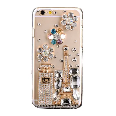 Compatible with Apple, Iphone Mobile Phone Case Transparent Rhinestone Mobile Phone Protective Cover Perfume Bottle Tower