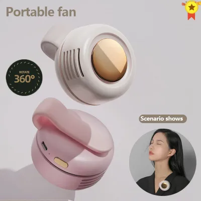 Mini Clip Fan Hanging Waist Neck Fan Girl Electric Air Cooling Fan 900mah USB Leafless Fan 3 Speeds For Outdoor Camping Fishing