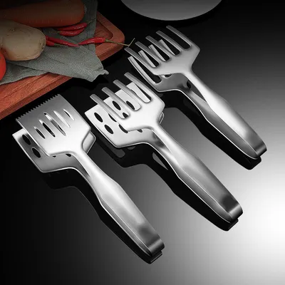 Stainless Steel Steak Frying Spatula Roast Fish BBQ Tongs Bread Meat Food Clip Drain Oil Leak Shovel Kitchen Cooking Utensils