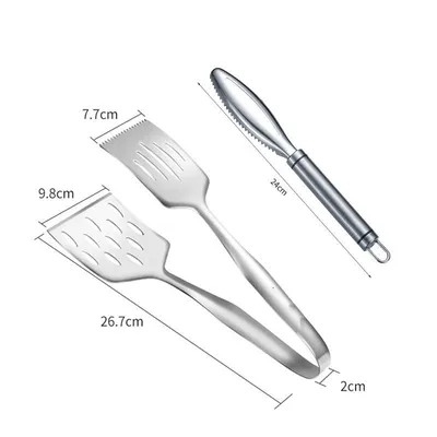 Stainless Steel Steak Frying Spatula Roast Fish BBQ Tongs Bread Meat Food Clip Drain Oil Leak Shovel Kitchen Cooking Utensils