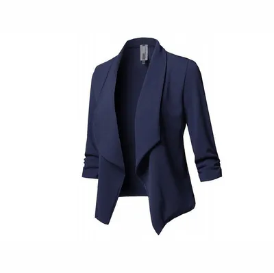 Pure Color Casual Cardigan Women's Small Suit
