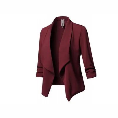 Pure Color Casual Cardigan Women's Small Suit