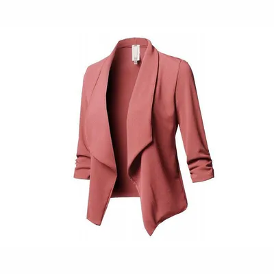 Pure Color Casual Cardigan Women's Small Suit