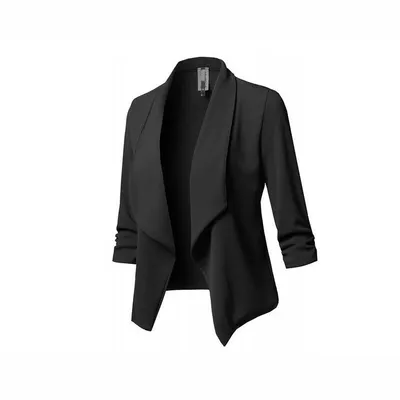 Pure Color Casual Cardigan Women's Small Suit
