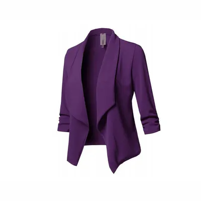 Pure Color Casual Cardigan Women's Small Suit