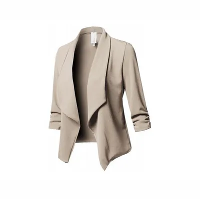 Pure Color Casual Cardigan Women's Small Suit