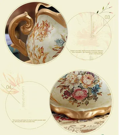 Home Living Room Table Decoration Crafts American Ornaments Ceramic Simulation Small Dry Vase Flower Insert