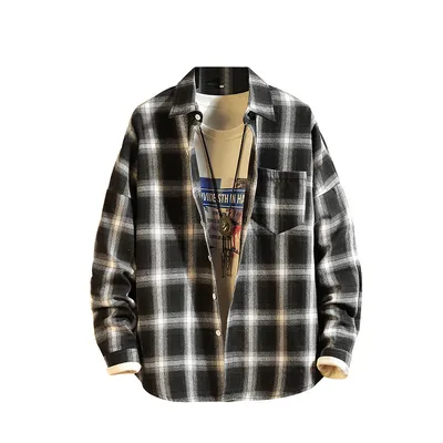 New Japanese Retro Men's Striped Plaid Shirt
