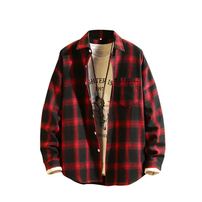 New Japanese Retro Men's Striped Plaid Shirt