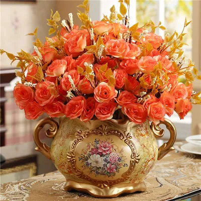 Home Living Room Table Decoration Crafts American Ornaments Ceramic Simulation Small Dry Vase Flower Insert