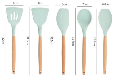 Wooden Handle Silicone Kitchenware 12-Piece Non-Stick Spatula Kitchen Tool Cooking Spatula Spoon Baking Set