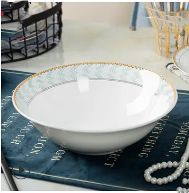 Bowl Household Tableware Ceramic Dishes Plate Single Free Matching Rice Bowl Set Bowl Gift Bone China Noodle Soup Bowl