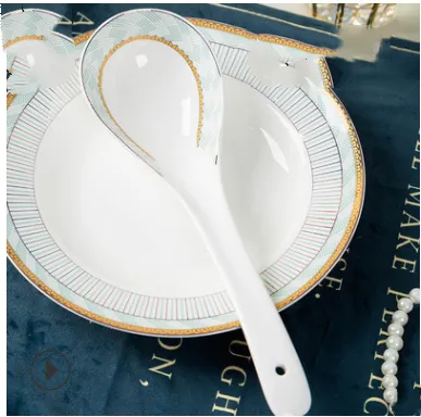 Bowl Household Tableware Ceramic Dishes Plate Single Free Matching Rice Bowl Set Bowl Gift Bone China Noodle Soup Bowl