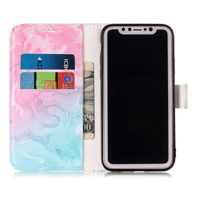 Compatible with Apple, Marble Flip Wallet Case for iPhone 11 Pro max 12 X Xs max XR 7 8 6 6S plus Book Style Phone Case 3D Vision Leather Cases Coque
