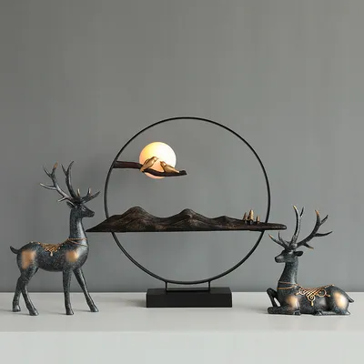 Home Decoration Decoration Resin Crafts Couple Deer Creative Living Room Entrance TV Cabinet Decoration