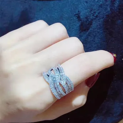 Full Of Diamonds And Micro-inlaid Zircon Pair Ring Prom Cocktail Party Accessories