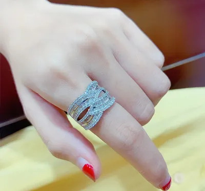 Full Of Diamonds And Micro-inlaid Zircon Pair Ring Prom Cocktail Party Accessories