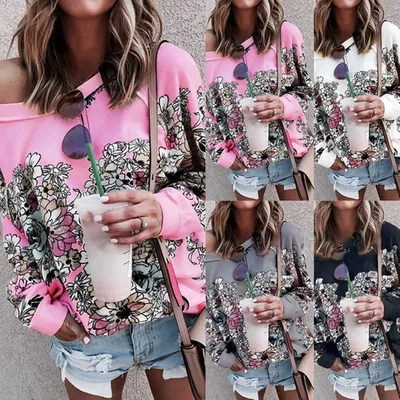 Printed Long Sleeve Sweatshirt Jacket Women
