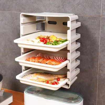 The New Kitchen Wall-Mounted Dinner Plate Can Be Superimposed On The Cooking Plate Japanese Fruit Hot Pot Preparation Plate Tray Rack