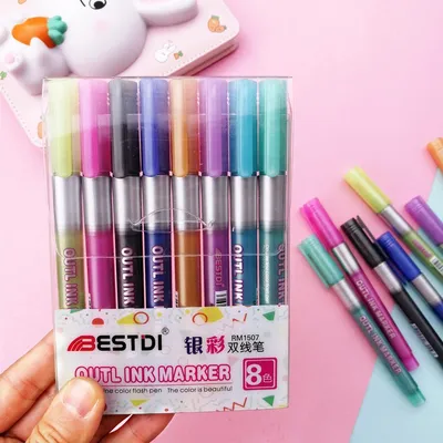 12-color Set Outline Hand Account Highlighter