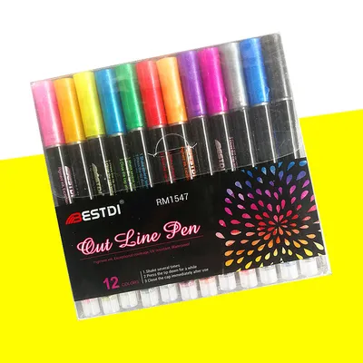 12-color Set Outline Hand Account Highlighter