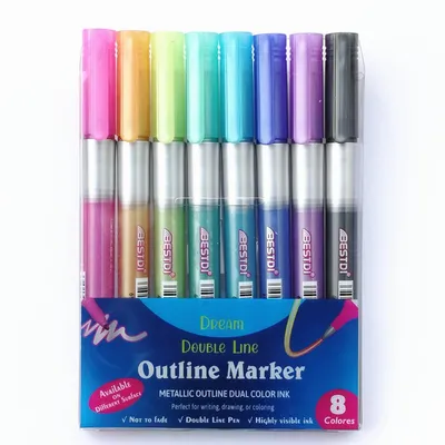 12-color Set Outline Hand Account Highlighter