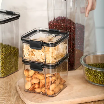 Square Transparent Sealed Fresh-Keeping Box Kitchen Grain Storage Tank Snacks Dried Fruit Storage Tank Factory Direct Sales