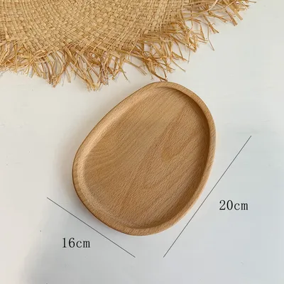 Creative Irregular Oval Japanese Solid Wood Dinner Plate