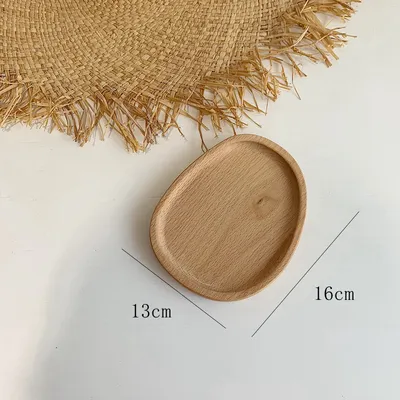 Creative Irregular Oval Japanese Solid Wood Dinner Plate