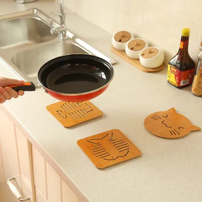Hollow Wooden Coaster, Kitchen Thickened Anti-Scalding Heat Insulation Pad Placemat, Non-Slip Pot Mat, Bowl Mat, Plate Mat