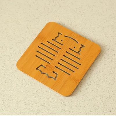 Hollow Wooden Coaster, Kitchen Thickened Anti-Scalding Heat Insulation Pad Placemat, Non-Slip Pot Mat, Bowl Mat, Plate Mat