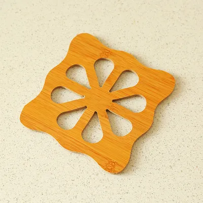 Hollow Wooden Coaster, Kitchen Thickened Anti-Scalding Heat Insulation Pad Placemat, Non-Slip Pot Mat, Bowl Mat, Plate Mat
