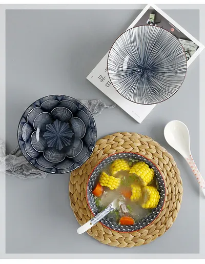 Japanese Style Ceramic Soup Bowl, Large Bowl, Instant Noodle Bowl, Ceramic Bowl For Soup, 8-Inch Household Noodle Soup Bowl, Ramen Bowl
