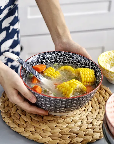 Japanese Style Ceramic Soup Bowl, Large Bowl, Instant Noodle Bowl, Ceramic Bowl For Soup, 8-Inch Household Noodle Soup Bowl, Ramen Bowl