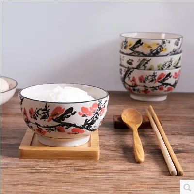 Retro Plum Blossom Household Ceramic Bowl