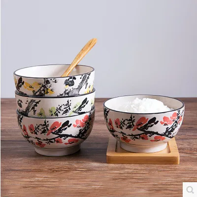 Retro Plum Blossom Household Ceramic Bowl