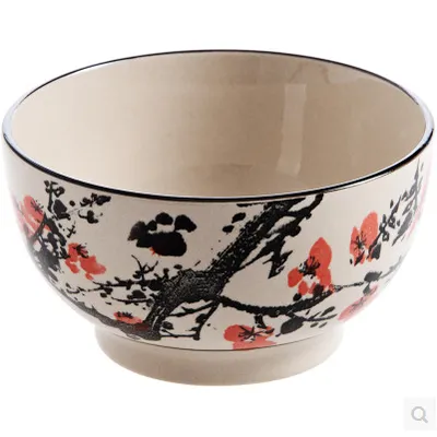Retro Plum Blossom Household Ceramic Bowl