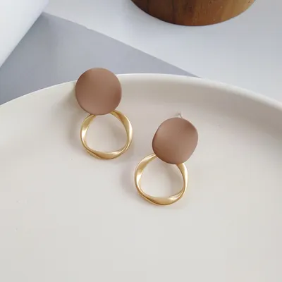Boucles Doreilles Brunes Pour Femmes, Vintage, Mat, Goutte D'eau, En Metal, Tendance, Nouvelle Automne Hiver