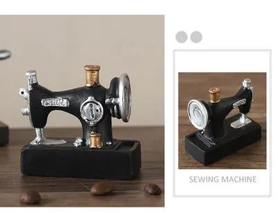 Retro Nostalgic Sewing Machine Antique Small Furnishings Creative Window Display Props Desktop Ornaments Resin Crafts