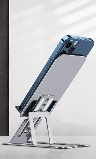Compatible with Apple, Aluminum Alloy Phone Holder Foldable Desktop Ipad Tablet Holder Slim Metal Phone Holder