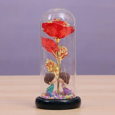 Lovers Immortal Rose Led Lamp Glass Cover Decoration Craft