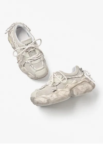 All-Match Casual Sports Shoes Women'S Thick-Soled Increase Korean Version Of Old Shoes Students Wenzhou Wholesale Lace Tide