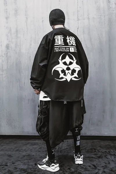 Guochao Functional Wind Big Pocket Loose Casual Jacket Shirt